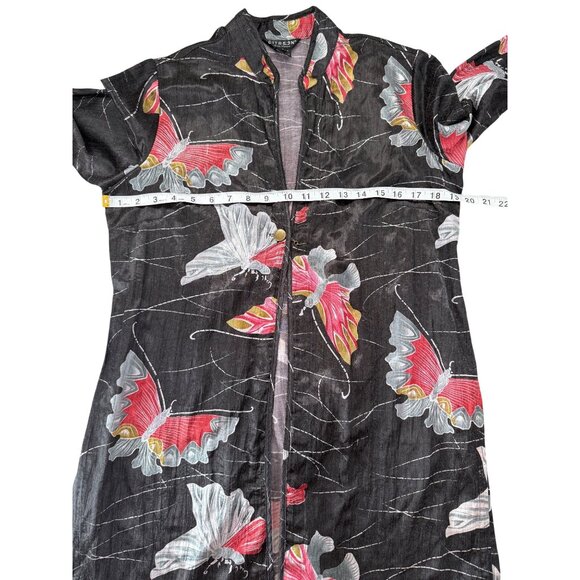 Citron Santa Monica Jacket Butterfly Black Red Gray Kimono Top Womens Size S - Picture 5 of 9